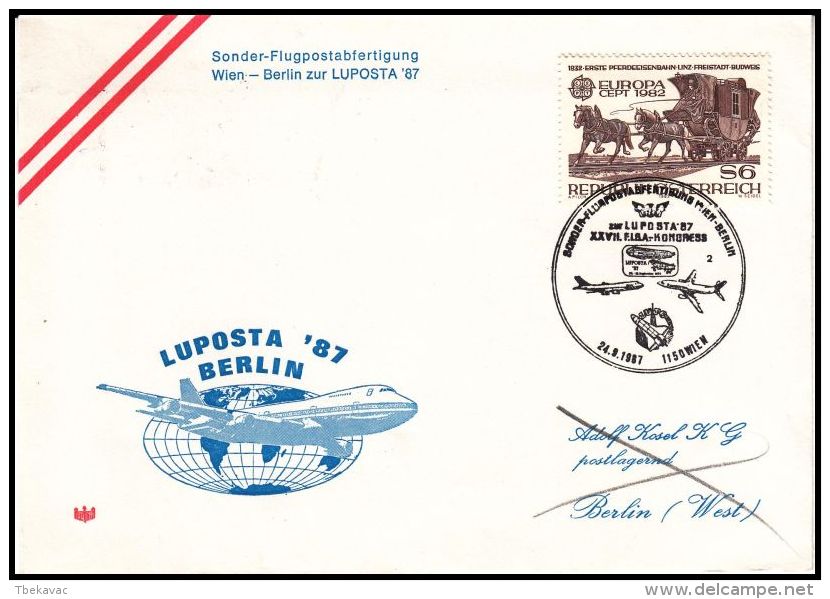 Austria 1987, Airmail Cover Wien To Berlin, LUPOSTA 1987 - Autres & Non Classés