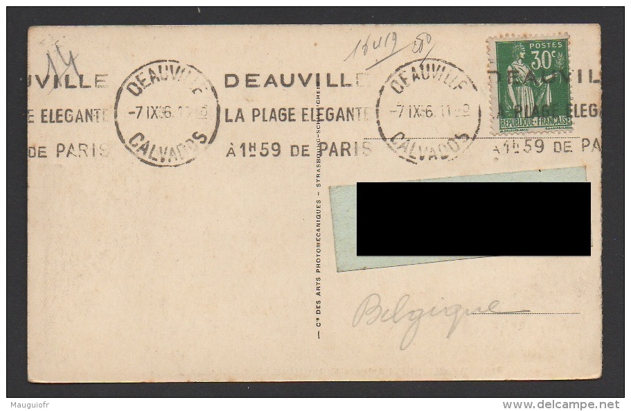 DF / FRANCE  / TP 280 TYPE PAIX SUR CARTE POSTALE / OBL DEAUVILLE -7 IX 36 CALVADOS - Lettres & Documents