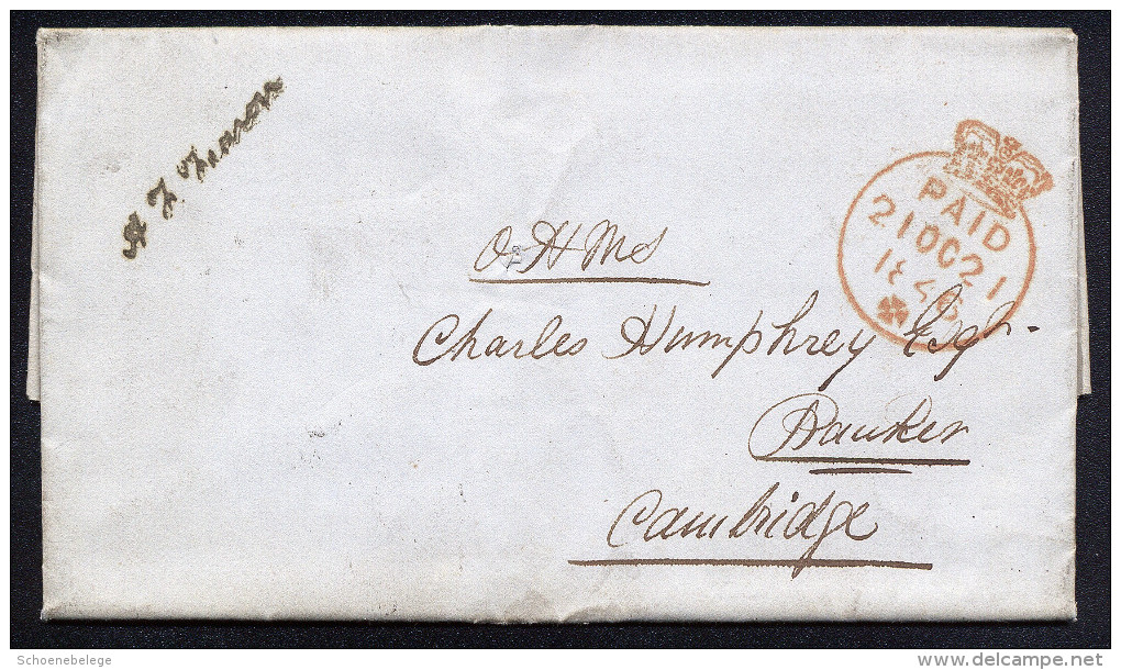 A2148) UK Cover From London 10/19/1846 To Cambridge With Printed Content - Sonstige & Ohne Zuordnung