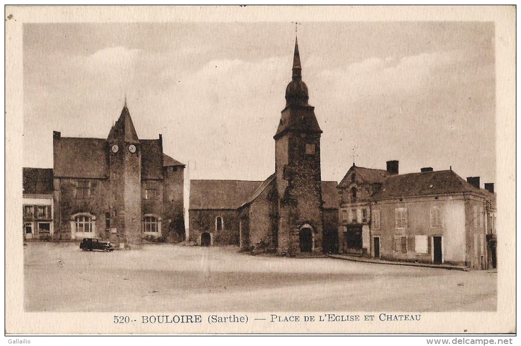 BOULOIRE  PLACE DE L'EGLISE ET CHATEAU  CPA NO 520 EDITION FROGER - Bouloire