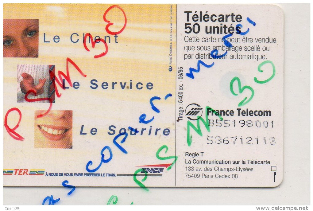 Télécarte BIENVENUE 95 - Réseau TER 50 Unités - SNCF - S.N.C.F. Tirage 5400 Ex 06/95 - Trains