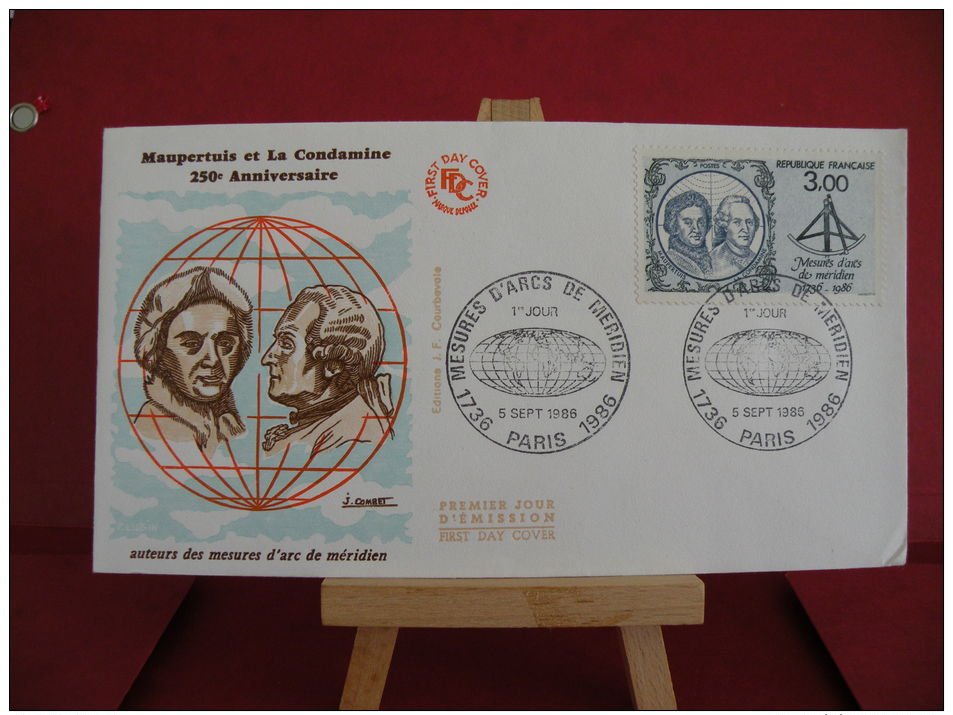 FDC, Maupertuis Et La Condamine 250é Anniversaire - Paris -  5.9.1986 - 1er Jour - - 1980-1989