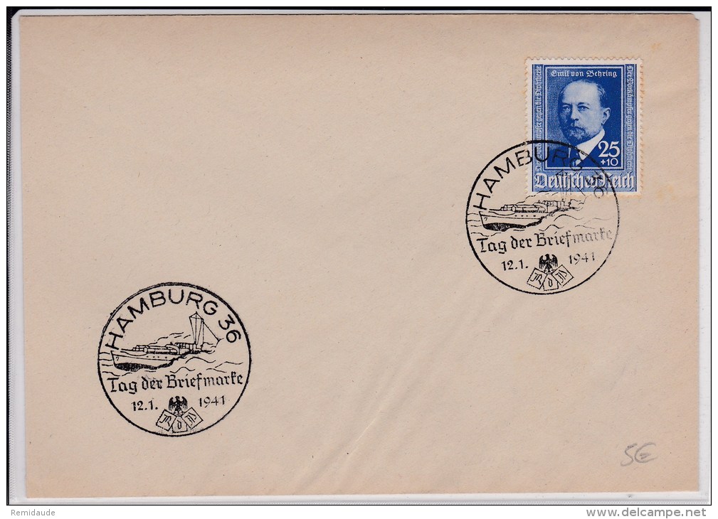 REICH  - 1941  - ENVELOPPE De HAMBURG - TAG DER BRIEFMARKE - Briefe U. Dokumente