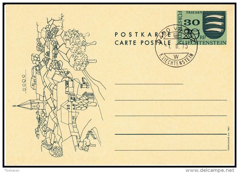 Liechtenstein 1973, Postal Stationery Postmark Vaduz - Entiers Postaux