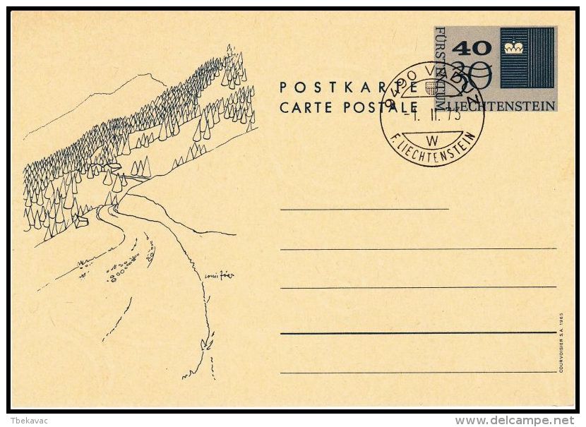 Liechtenstein 1973, Postal Stationery, Postmark Vaduz - Entiers Postaux