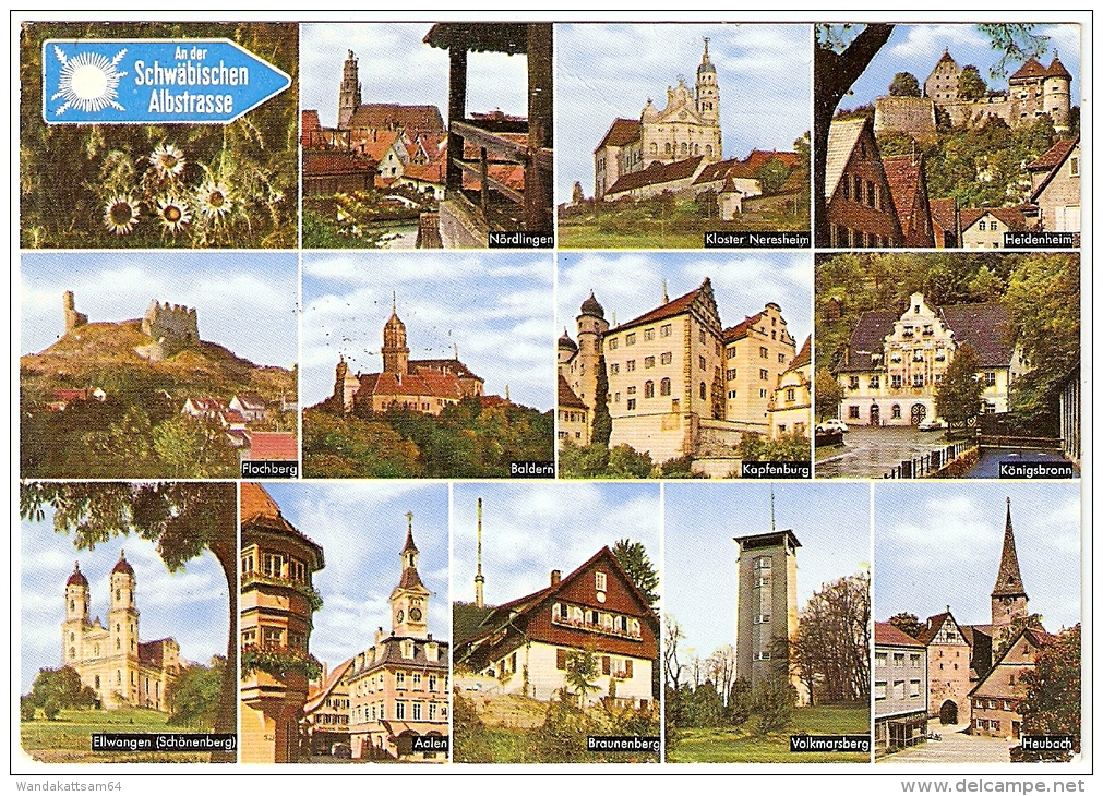 AK 424 An Der Schwäbischen Albstrasse Mehrbildkarte 12 Bilder Mit Orten 16. 8. 72 - 18 7923 KÖNIGSBRONN - Aalen