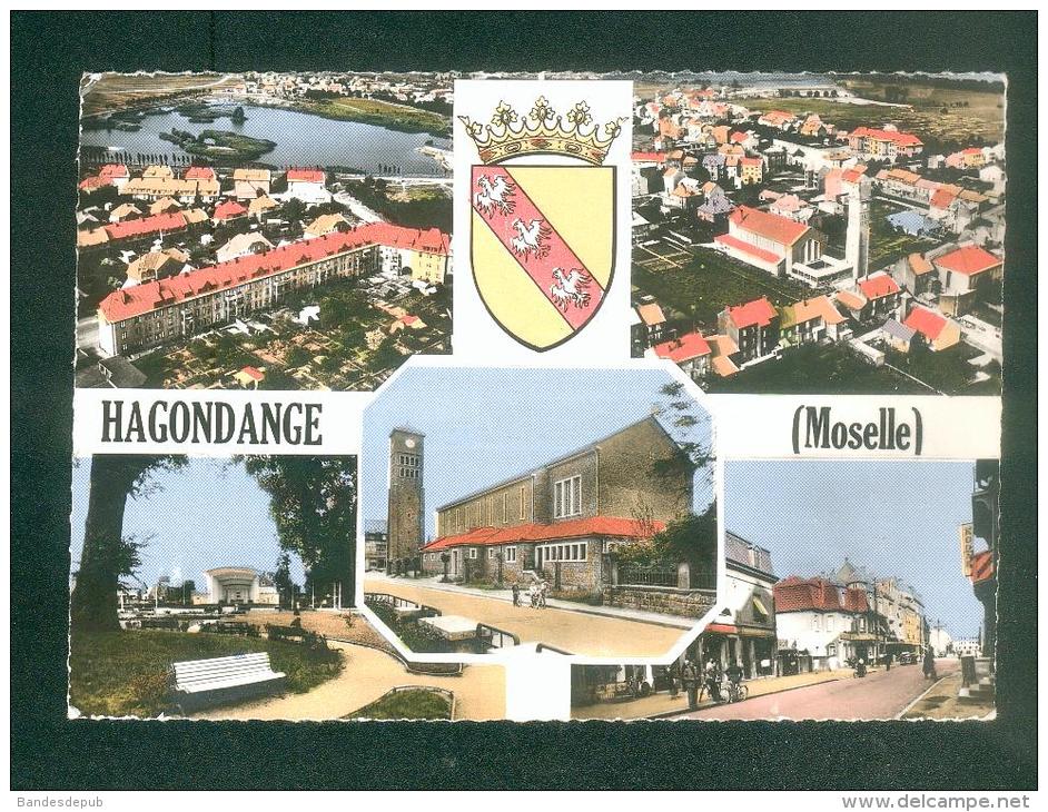 CPSM - HAGONDANGE (57) - Multivues ( Vue Aérienne - Rue Animée ... COMBIER CIM ) - Hagondange