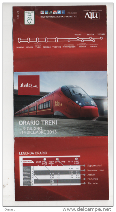 Alt373 Orari Timetable Horaires Treno Train Italo Compagnia Ferrovie Privata, Private Railways Company - Europa