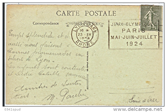Jeux Olympiques 1924  Lyon Gare  Tres Rare Tres Belle, Very Fine - Ete 1924: Paris
