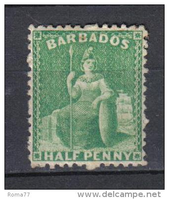SS1616 - BARBADOS 1875, Yvert Il N. 28  *  Mint . FIL CC . Dent 12 1/2 - Barbades (...-1966)