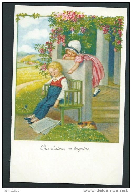 P. Ebner. REPRODUCTION De Belle Qualité.   "Qui S'aime, Se Taquine"    Enfants, Chat...  N°32 - Ebner, Pauli