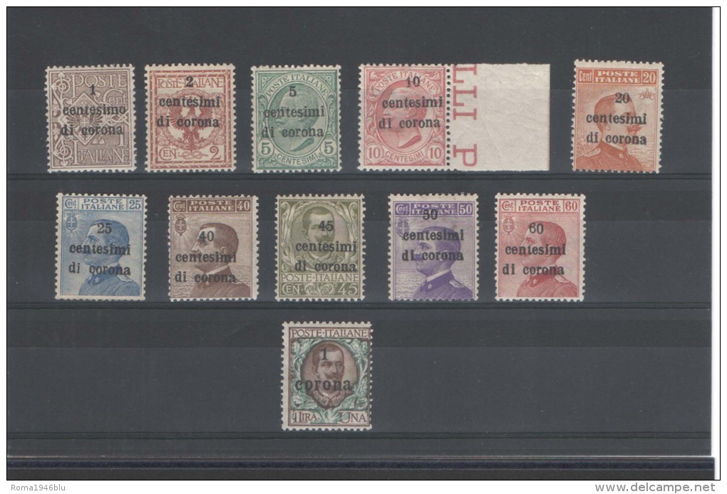 TRENTO E TRIESTE 1919 SOPRAST. IN CENT. DI CORONA SERIE CPL. ** MNH - Trentino & Triest