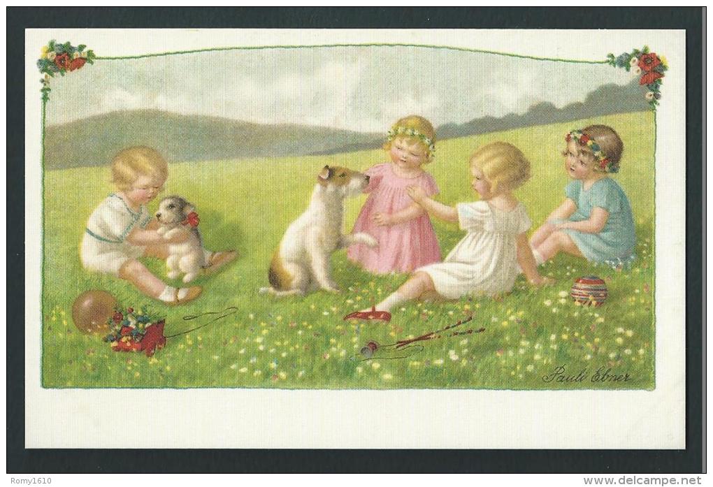 P. Ebner. REPRODUCTION De Belle Qualité. Enfants Sur Le Pré. Chiens, Jeux, Jouets. N° 54 - Ebner, Pauli