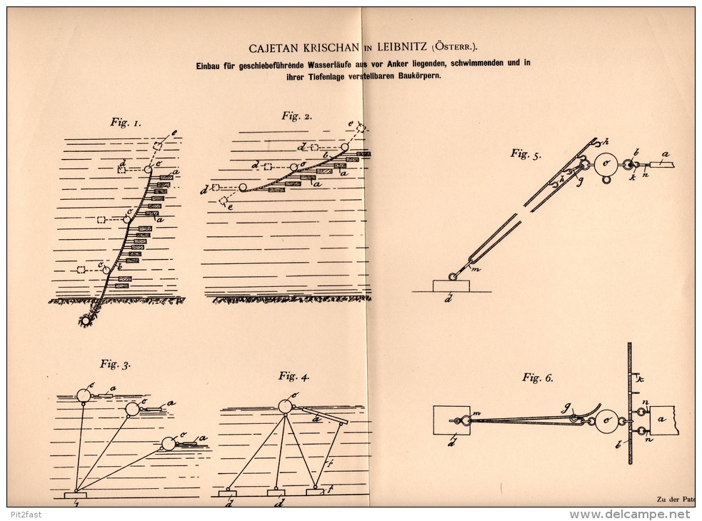 Original Patentschrift - C. Krischan In Leibnitz , 1901 , Pfahlbau Für Flüsse , Geschiebe , Wasserlauf !!! - Leibnitz