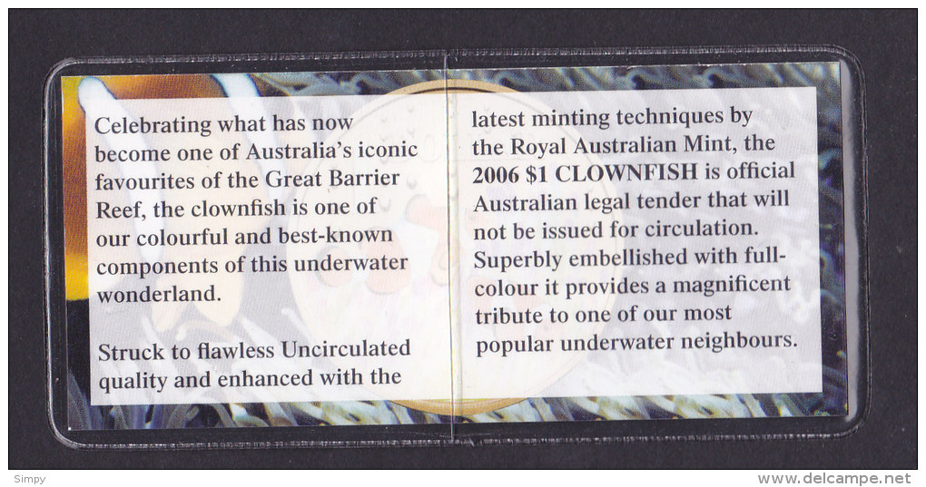 AUSTRALIA -  1 Dollars 2006 Clownfish  UNC - Sets Sin Usar &  Sets De Prueba