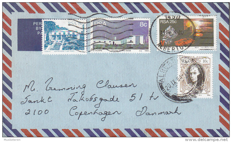 South Africa Airmail Par Avion Per Lugpos Mult Franked ALBERTON 1984 Cover Brief To Denmark - Luchtpost
