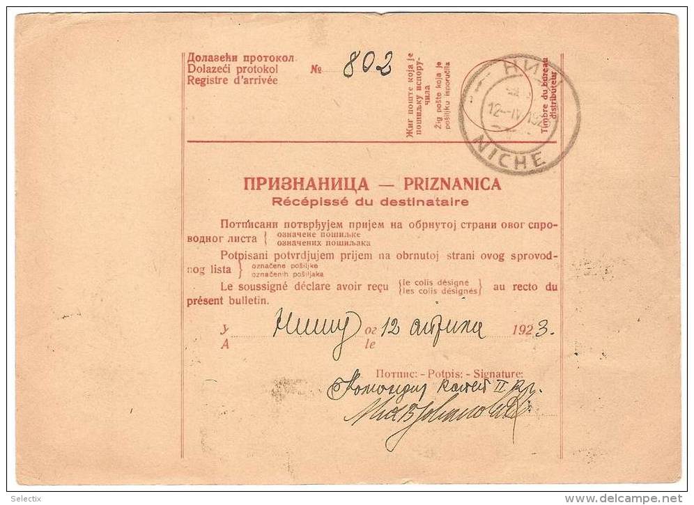 Yugoslavia 1923 Pancevo To Nisch - Registered - Recommandé - Briefe U. Dokumente