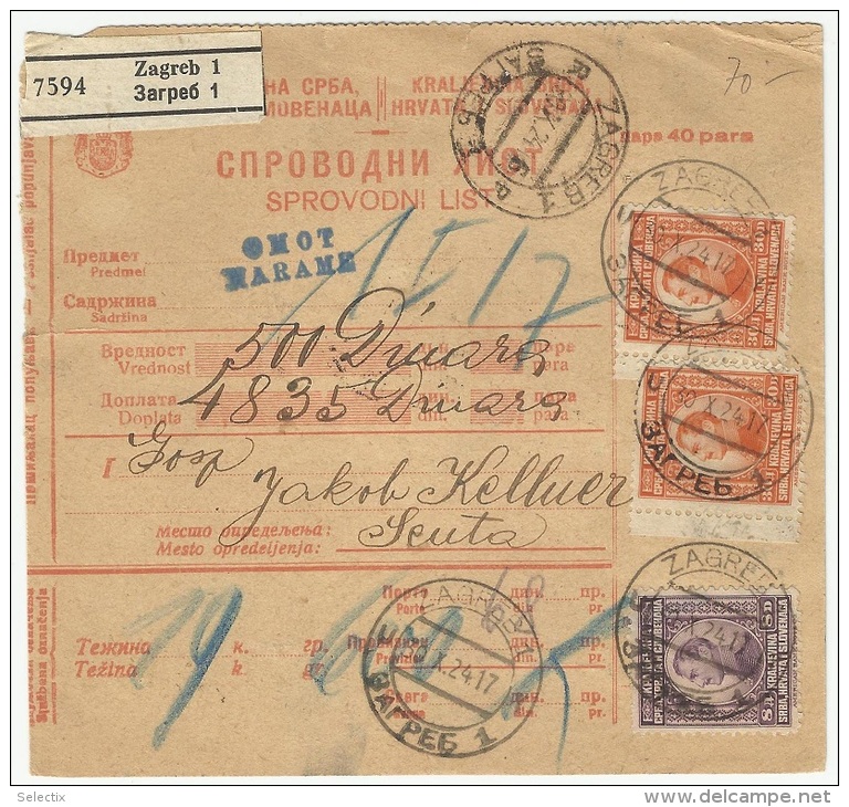 Yugoslavia 1924 Zagreb To Senta - Registered - Recommandé - Briefe U. Dokumente