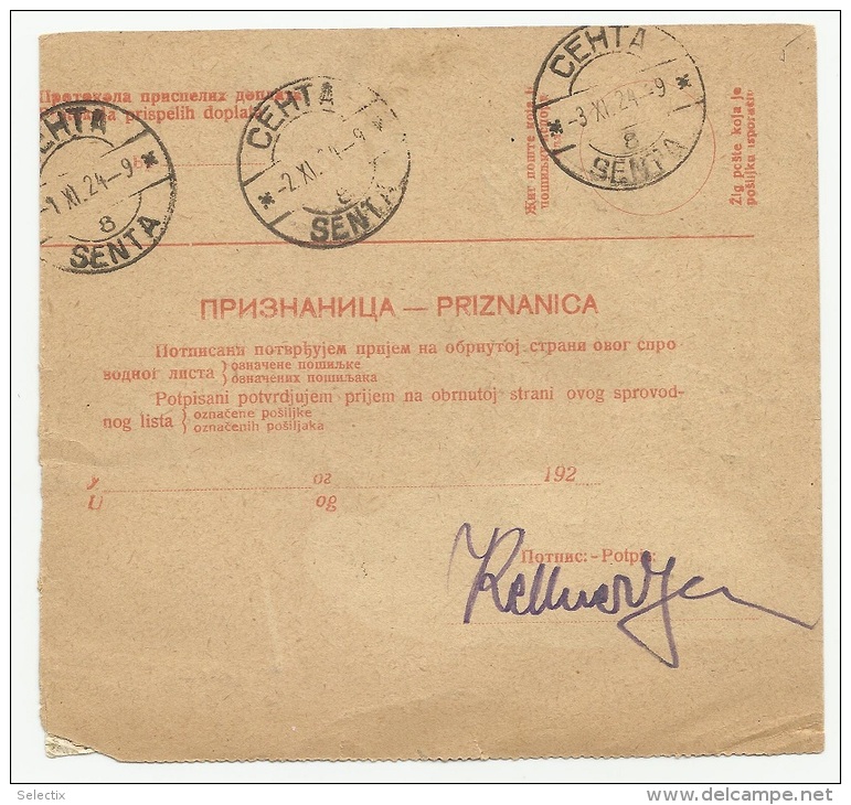 Yugoslavia 1924 Zagreb To Senta - Registered - Recommandé - Briefe U. Dokumente