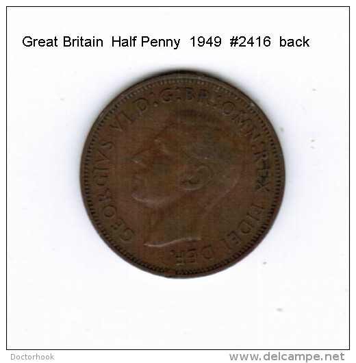 GREAT BRITAIN    1/2  PENNY  1949 (KM # 868) - C. 1/2 Penny