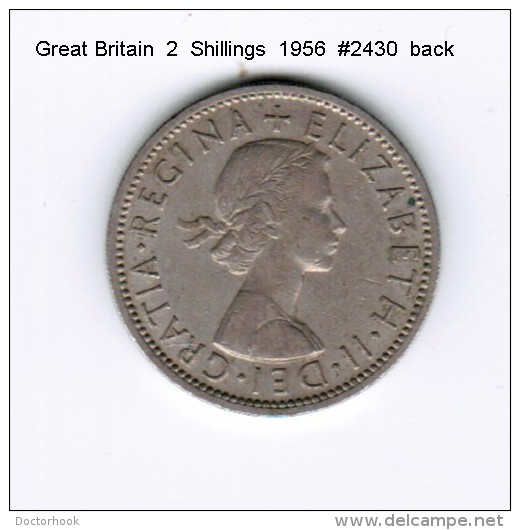 GREAT BRITAIN    2  SHILLINGS  1956 (KM # 906) - J. 1 Florin / 2 Shillings