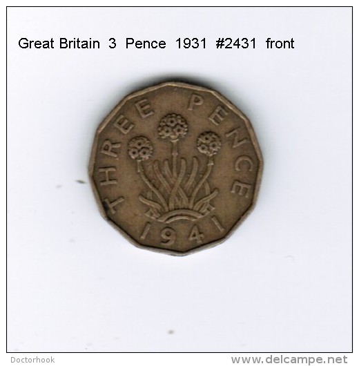 GREAT BRITAIN    3  PENCE  1941 (KM # 849) - F. 3 Pence