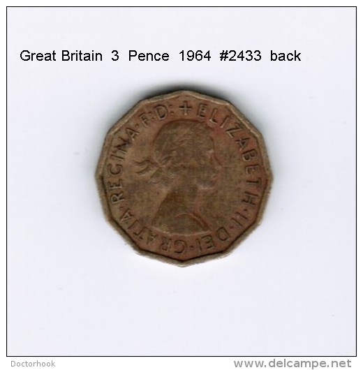 GREAT BRITAIN    3  PENCE  1964 (KM # 900) - F. 3 Pence