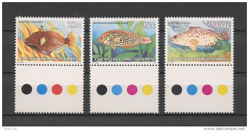 COCOS 1980   N° 50/52 ** Neufs = MNH   Superbe  Cote: 3.25 &euro; Faune Poissons Fishes Fauna - Cocos (Keeling) Islands