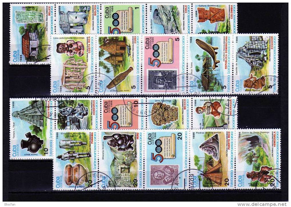 Historische Motive 500 Jahre Entdeckung Amerikas 1986 Cuba 3042/61 Plus 4xZD O 12€ Stamp On Stamp Se-tenant Of Kuba - Used Stamps