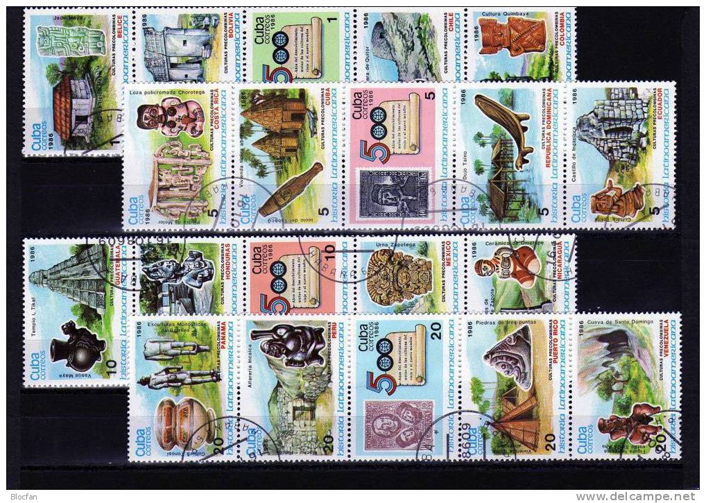 500 Jahre Entdeckung Amerikas Historische Marken Kuba 3042/61 Plus 4KB O 40€ Stamp On Stamp History M/s Sheetlet Bf Cuba - Usati