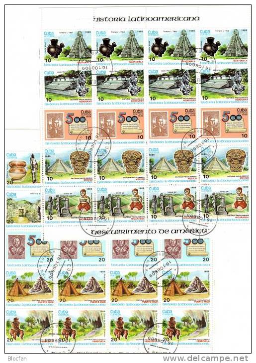 500 Jahre Entdeckung Amerikas Historische Marken Kuba 3042/61 Plus 4KB O 40€ Stamp On Stamp History M/s Sheetlet Bf Cuba - Used Stamps