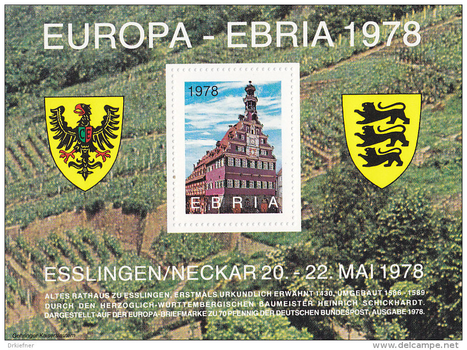 Erinnerungsblock Zur EBRIA ´78, Esslingen, Altes Rathaus - Erinnofilia