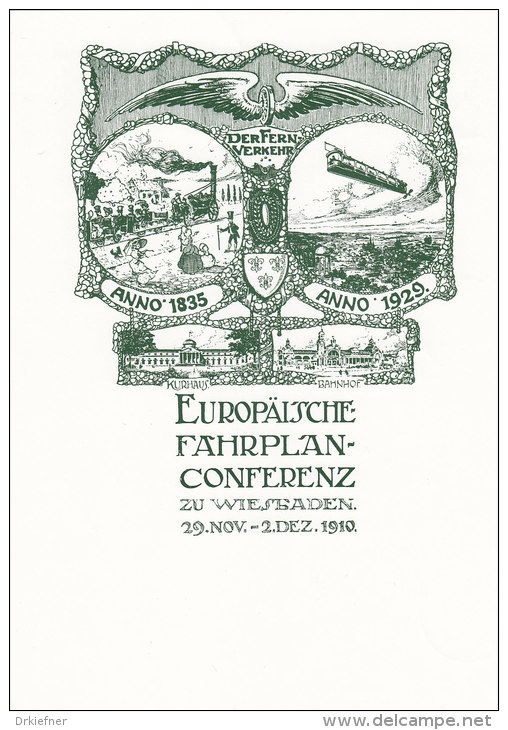 Europäische Fahrplankonferenz, Wiesbaden 1910, Reprint Des Jugendstil-Plakates, DinA 5 - Europa