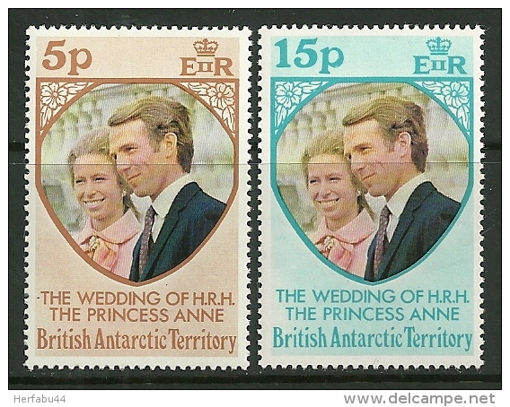 British Antarctic T.     " Princess Anne´s Wedding"     Set   SC# 60-61  MNH** - Nuevos