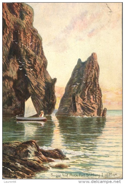 (PF300) Very Old Postcard - Carte Ancienne - UK - Isle Of Man - Sugar Loaf Rock - Isle Of Man