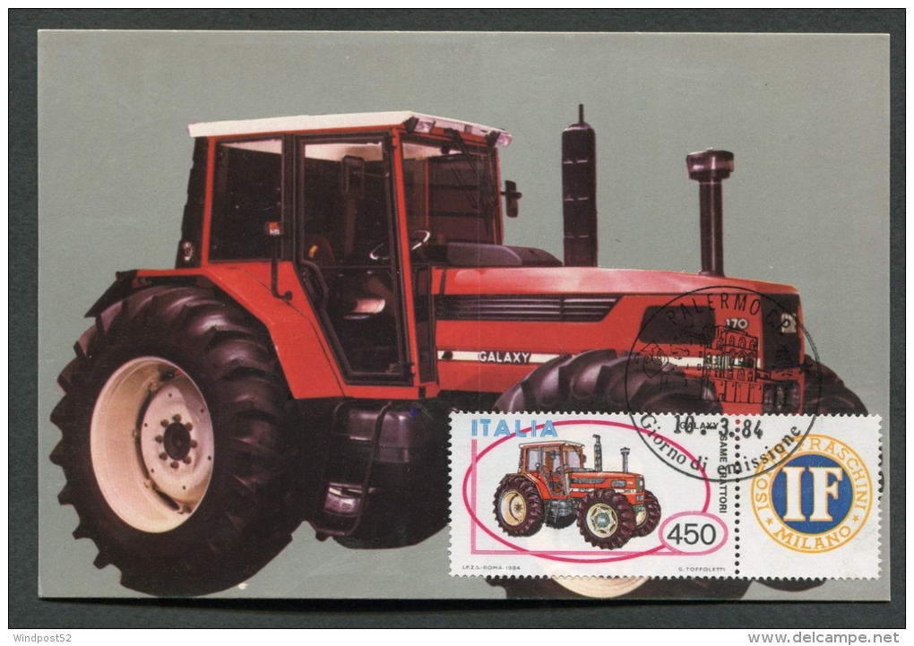 ITALIA - FDC - CARTOLINA MAXIMUM CARD 1984 - GALAXY SAME TRATTORI - 396 - Camions