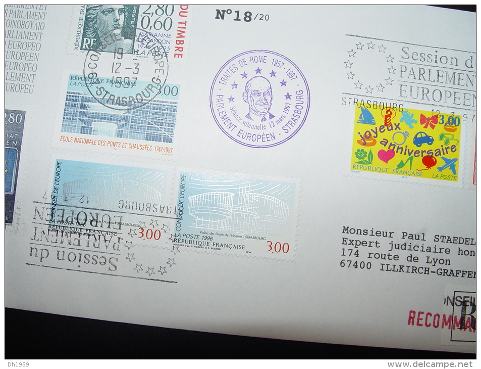 SESSION 12.3.1997 GRECE A. PAPANDREOU M. PARASKEVAS ECOLE FRANCAISE D´ATHENES TRAITE DE ROME EUROPE TIRAGE LIMITE 20 Ex. - Storia Postale