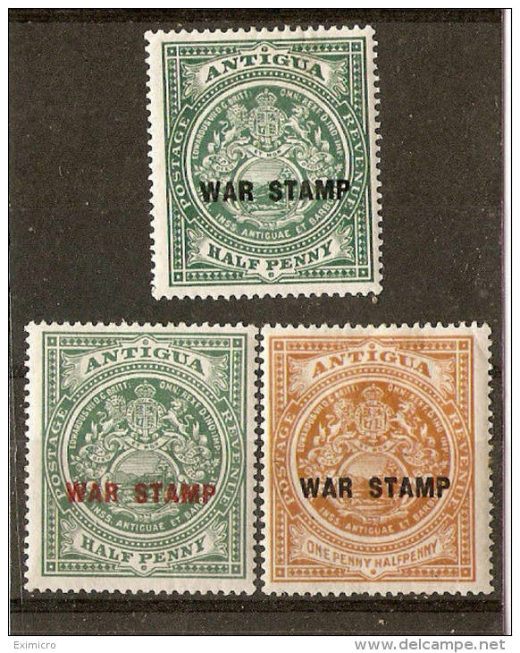 ANTIGUA 1916-18 WAR TAX STAMPS SG 52/54 LIGHTLY MOUNTED MINT Cat £10.50 - 1858-1960 Crown Colony