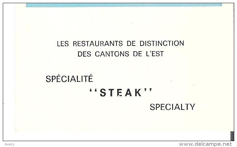 Restaurant Advertising Cards Cartes D'affaires Elite Restaurant, Sherbrooke, Quebec  Prop. Laurent Benoit  Granby - Other & Unclassified