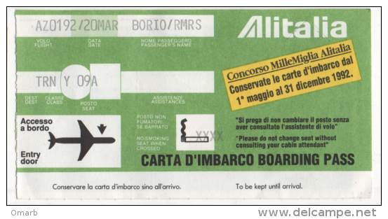 Alt350 Carta Imbarco, Boarding Pass, Alitalia Flight, Volo, Airline, Linea Aerea - Europe