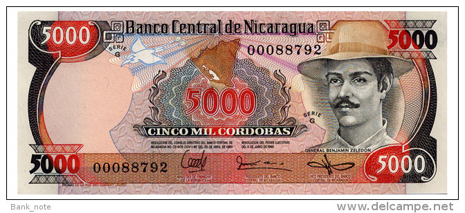 NICARAGUA 5000 CORDOBAS 1985 Pick 146 Unc - Nicaragua