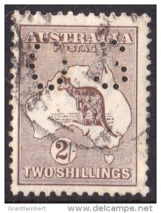 Australia 1916 Kangaroo 2 Shillings Brown 3rd Wmk Perf OS Used - Used Stamps