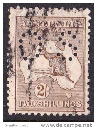 Australia 1916 Kangaroo 2 Shillings Brown 3rd Wmk Perf OS Used - - Used Stamps