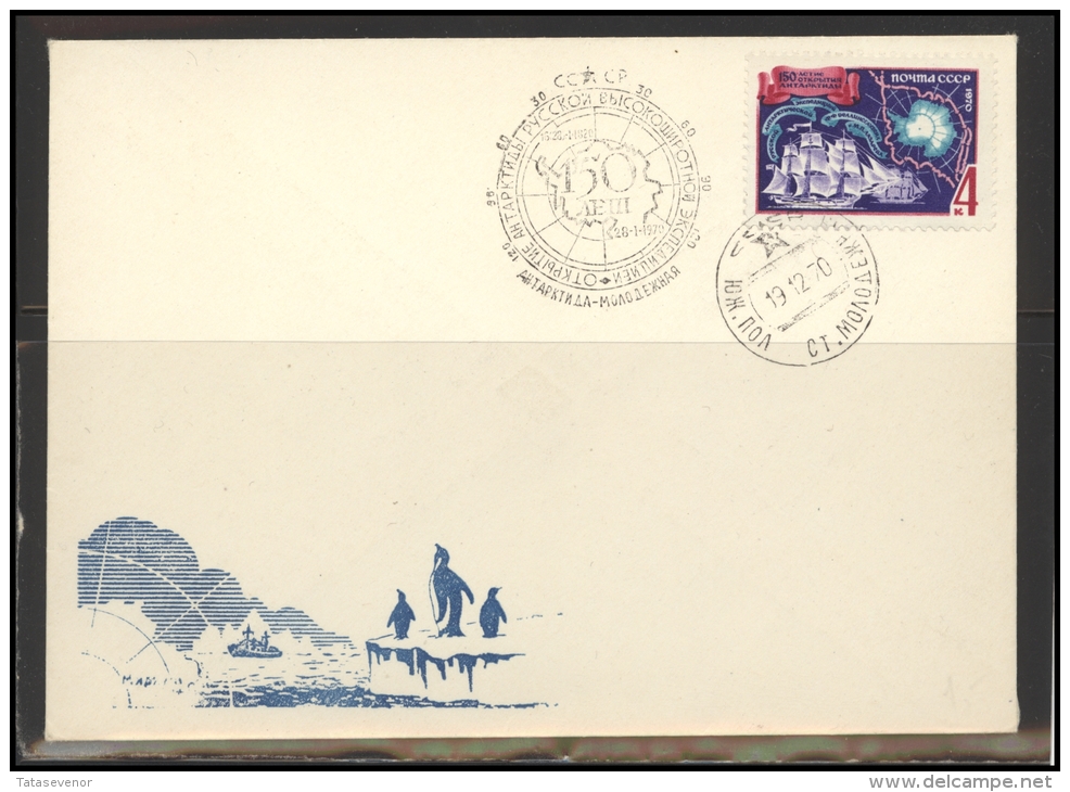 RUSSIA USSR  Special Cancellation USSR Se SPEC 2226, 1074-1970 Antarctic Exploration Penguins Ships - Locales & Privées