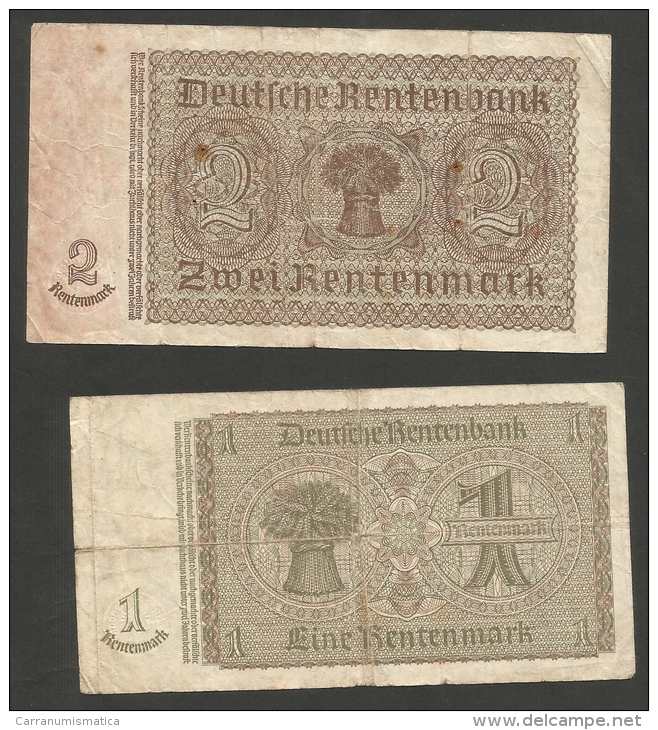 DEUTSCHLAND - Weimarer Republik - 1 & 2 RENTENMARK - Lot Of 2 Banknotes (Berlin 1937) - Sammlungen