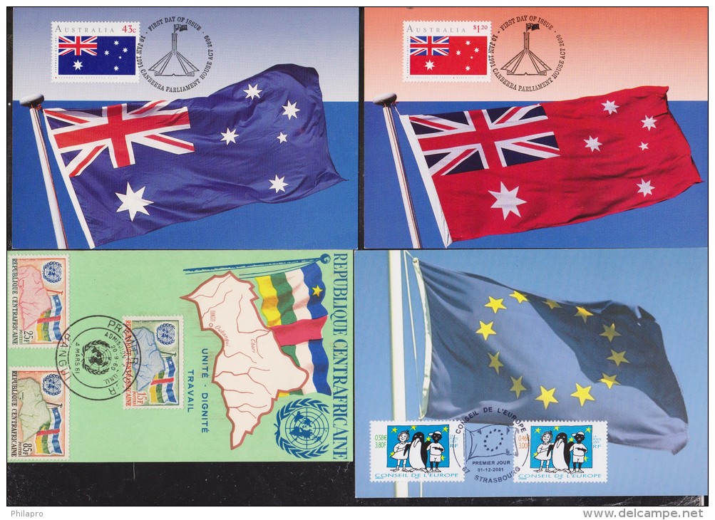 AUSTRALIE+CENTRAFRICAINE+ FRANCE   CARTE  DRAPEAUX  Réf  4481 - Covers