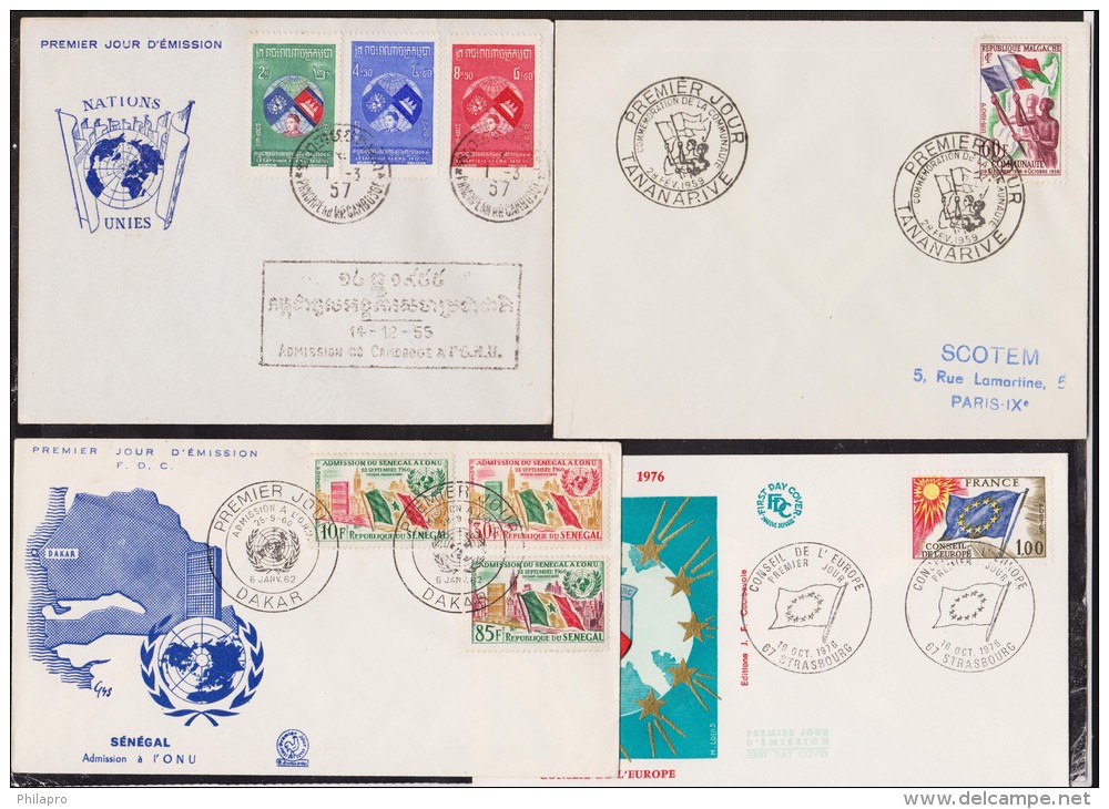 CAMBODGE+FRANCE+MADAGASCA R+SENEGAL   FDC  DRAPEAUX  Réf  4484 - Covers