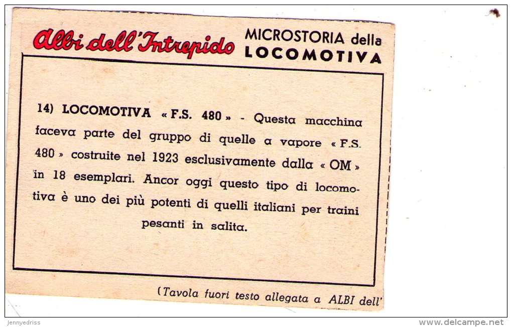 FIGURINA  INTREPIDO , Locomotiva  F. S.  480  , Treno - Altri & Non Classificati