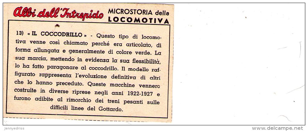 FIGURINA  INTREPIDO , Locomotiva  Il Coccodrillo    , Treno - Altri & Non Classificati