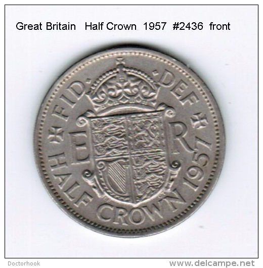 GREAT BRITAIN    1/2  CROWN  1957  (KM # 907) - K. 1/2 Crown